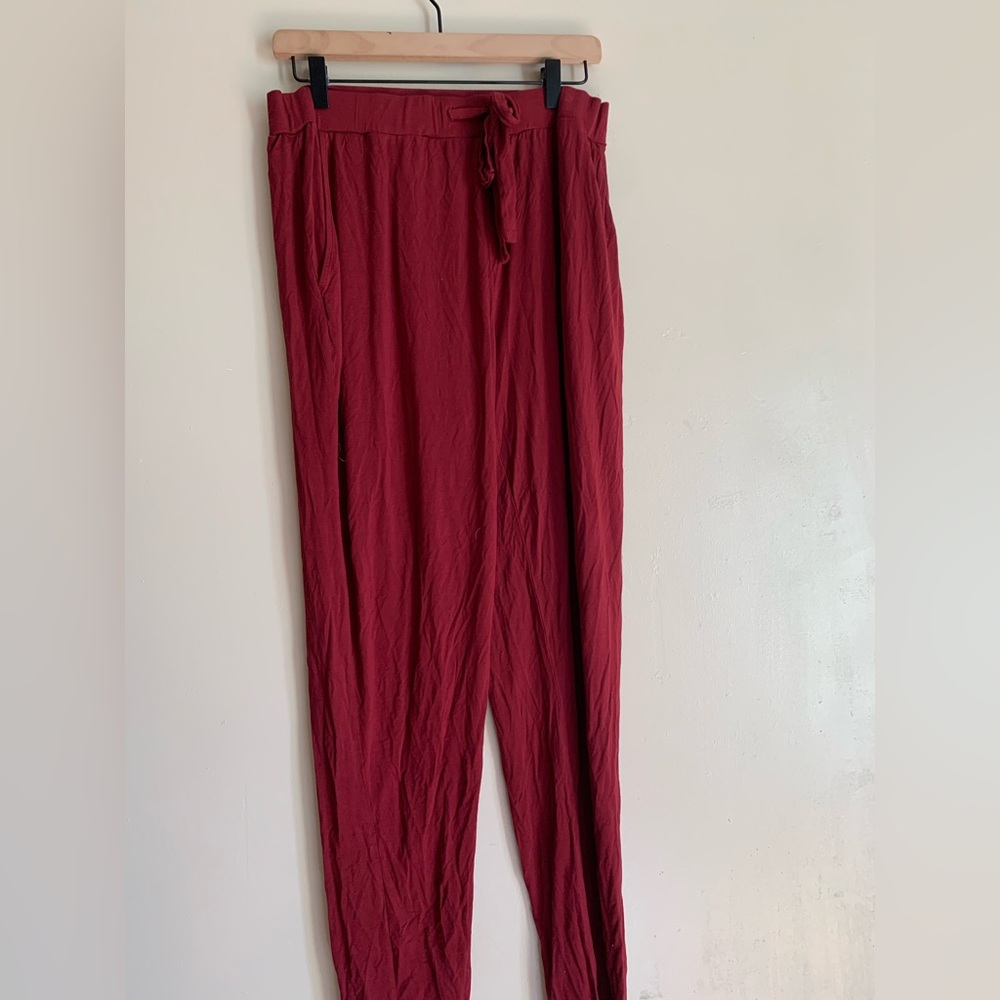 Cozy Earth Bamboo Comfort Pants Women Size L Red Lounge Casual Athletic Bottom
